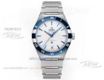 Replica V+ Factory Omega Master Chronometer Constellation Series White Dial Blue Ceramic Bezel 